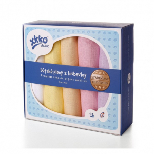 BIO-Baumwolle Windeln XKKO Organic 70x70 Old Times - Pastels for Girls 5er Pack PBSČFG